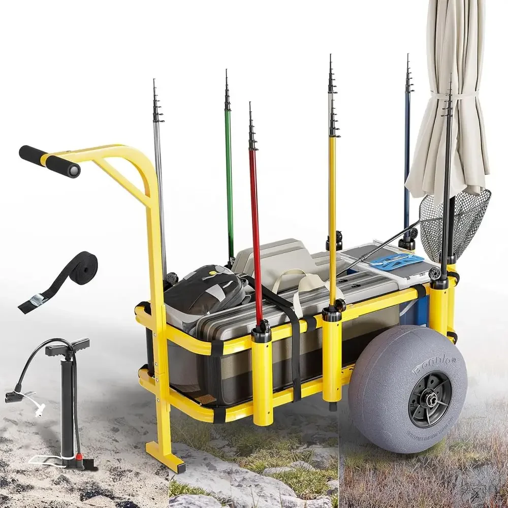 Balloon Pump Hand - Wózek plażowy z 13 kółkami balonowymi,