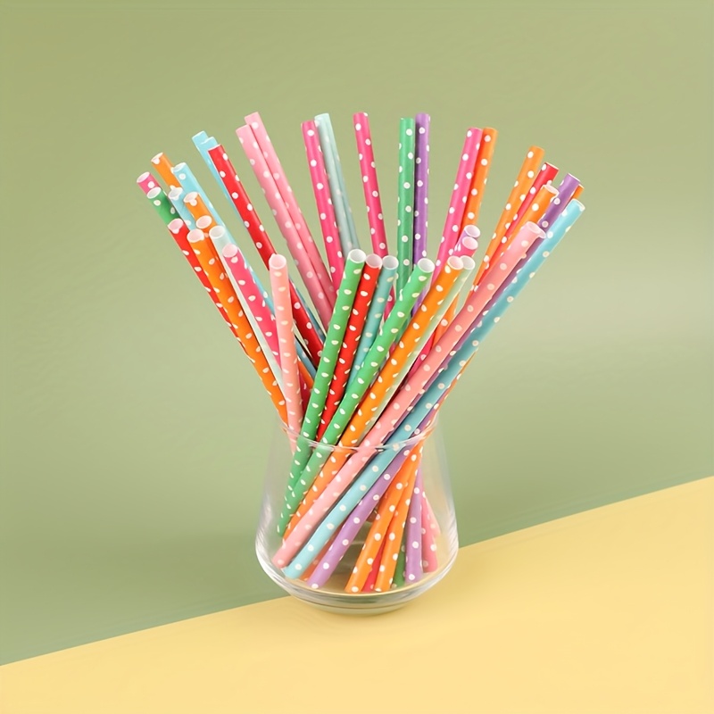 Paper Straw Color - 100 sztuk kolorowych, jednorazowych słomek papierowych