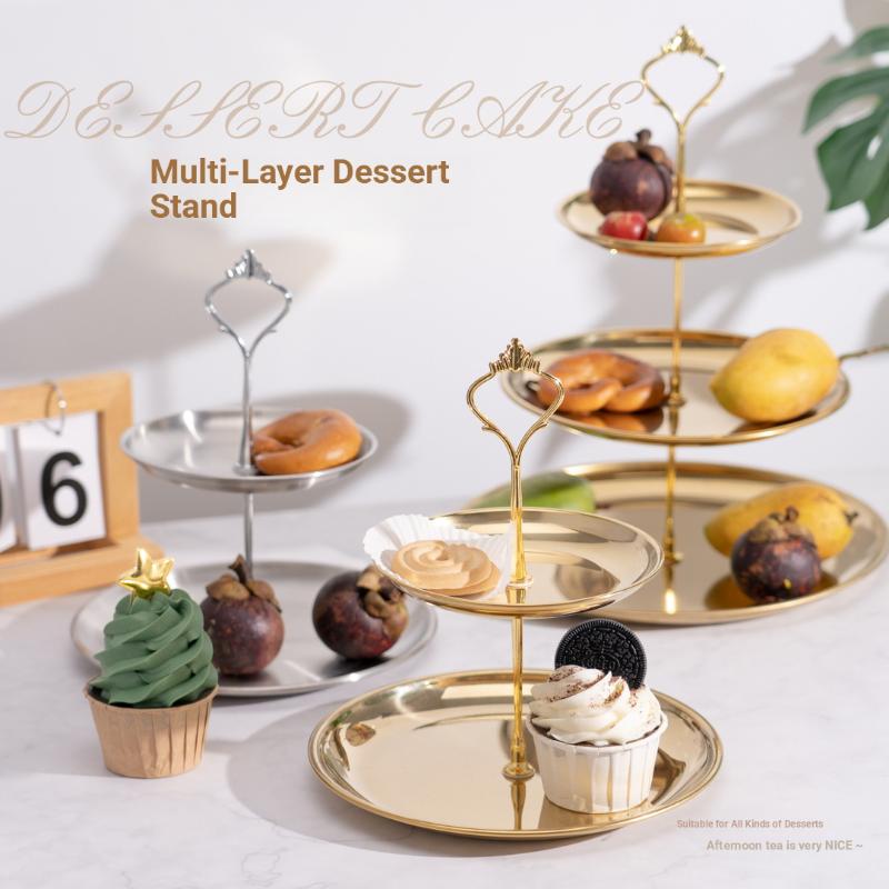Cupcake Stand Tier - 【CPI】Złoty Srebrny 2/3-poziomowy Stojak na Ciasto