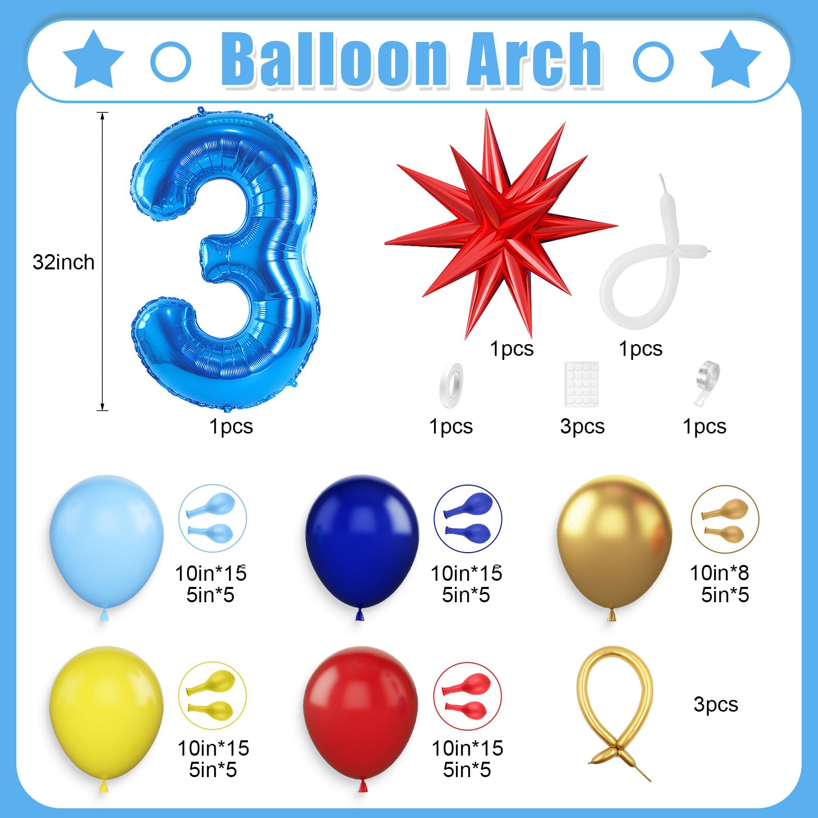 Czerwony, żółty i niebieski la – Balloon Arch Kit recenzja i cena